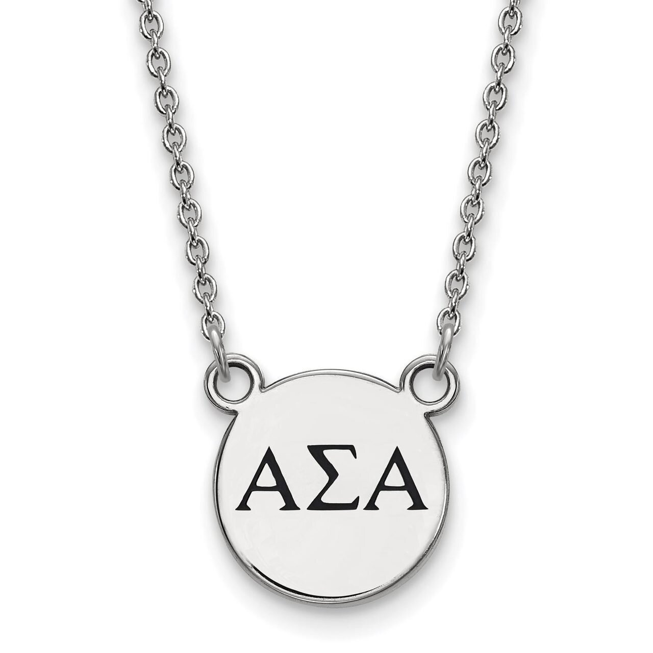 Alpha Sigma Alpha Extra Small Enameled Pendant with 18 Inch Chain Sterling Silver SS016ASI-18