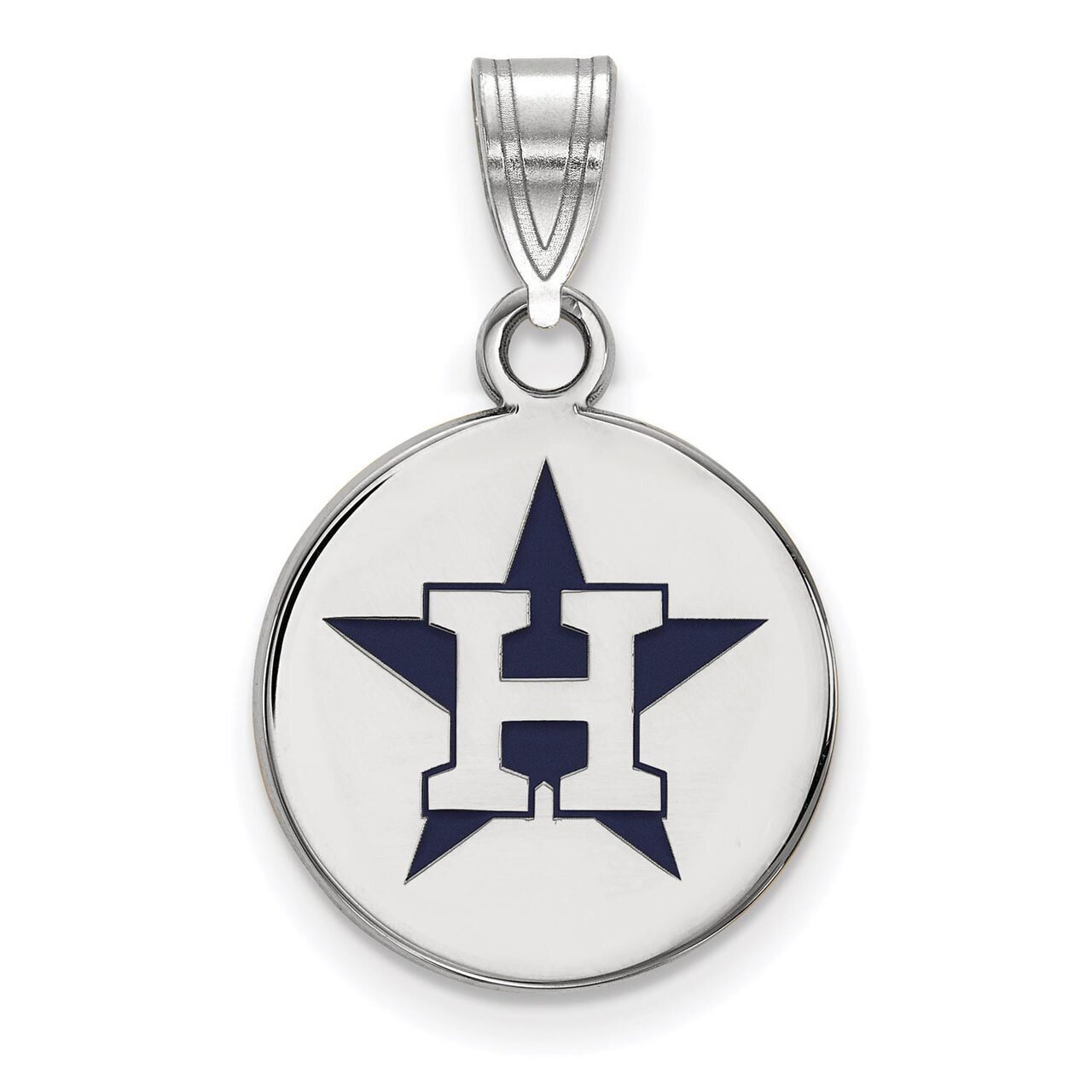 Houston Astros Small Enamel Disc Pendant Sterling Silver SS016AST