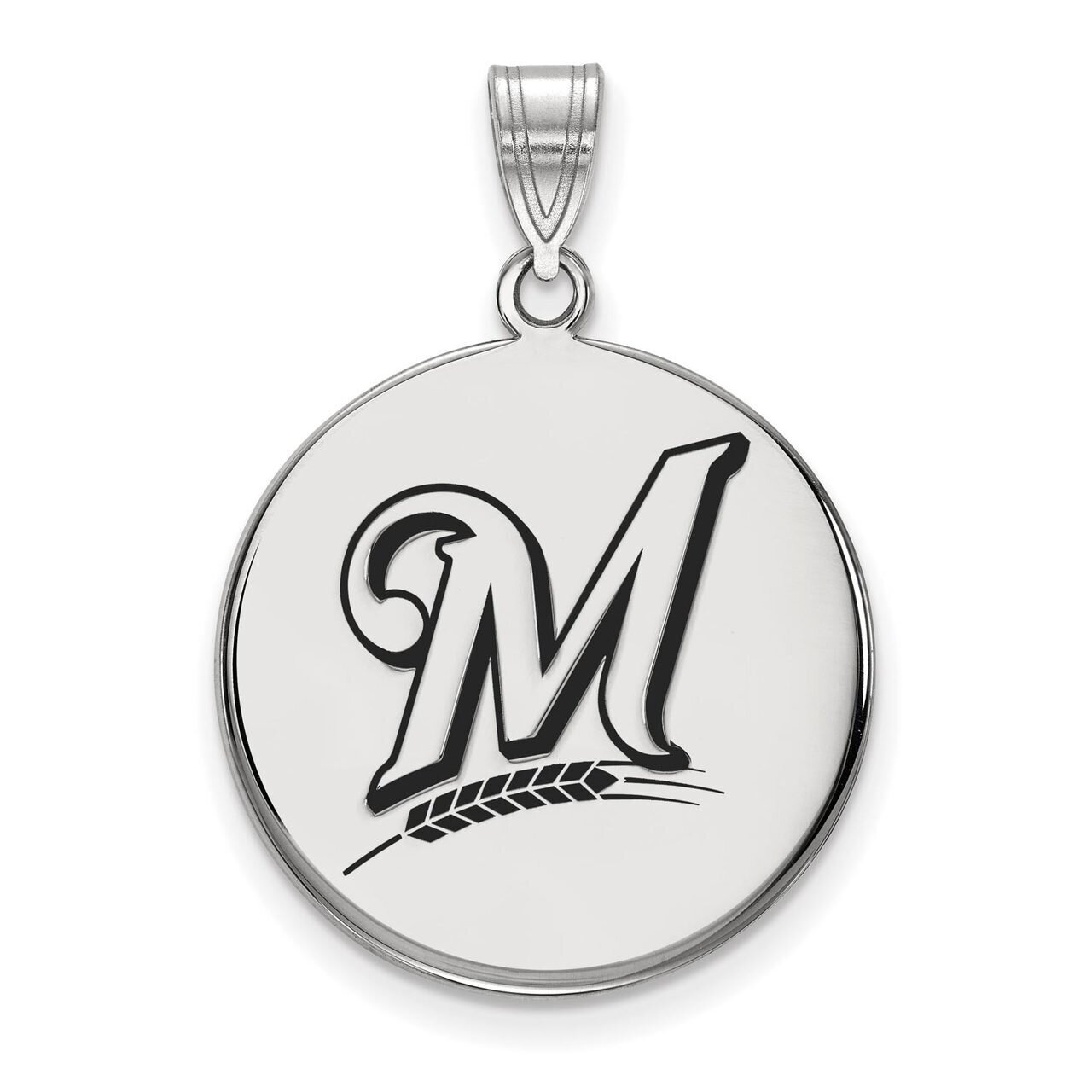 Milwaukee Brewers Large Enamel Disc Pendant Sterling Silver SS016BRE