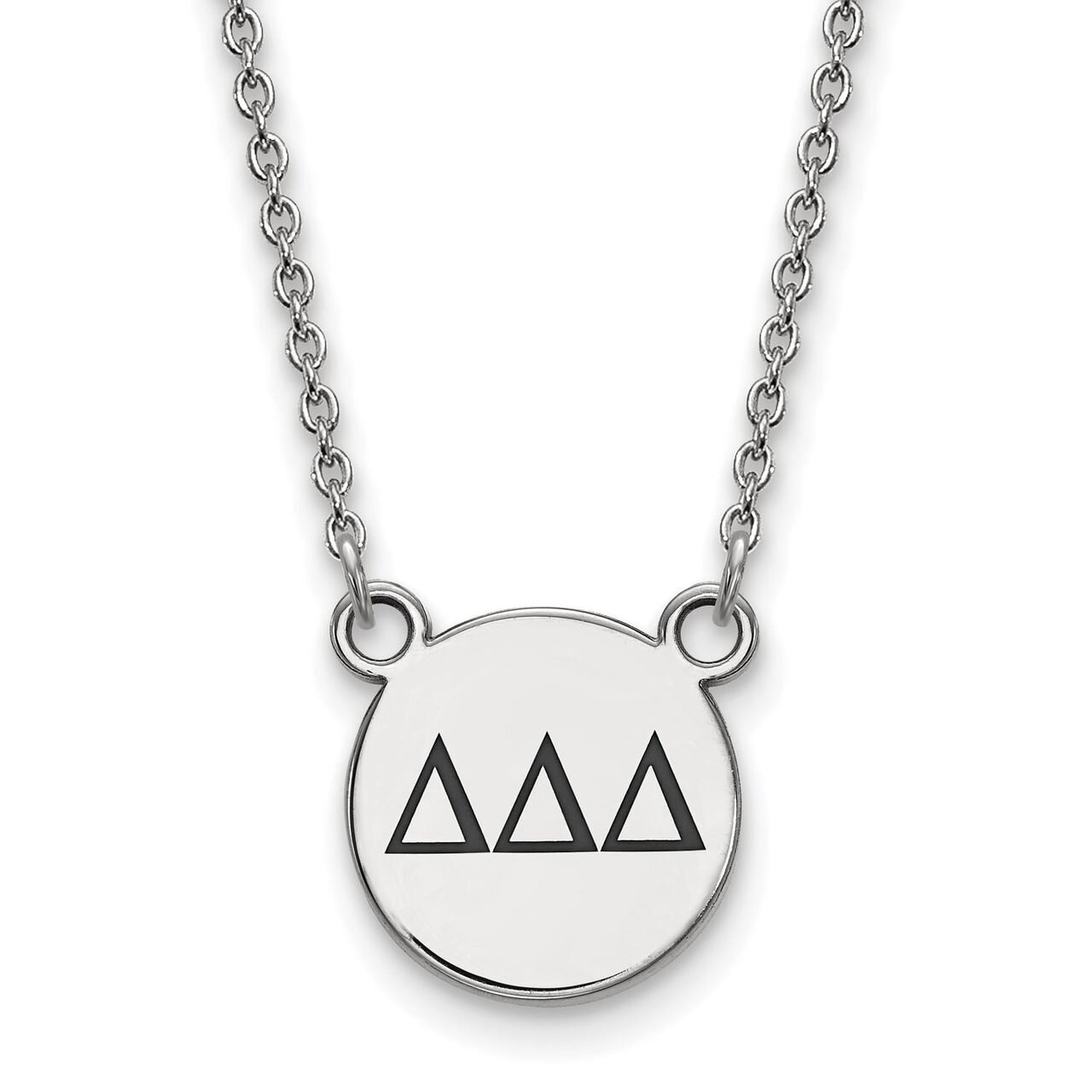 Delta Delta Delta Extra Small Enameled Pendant with 18 Inch Chain Sterling Silver SS016DDD-18