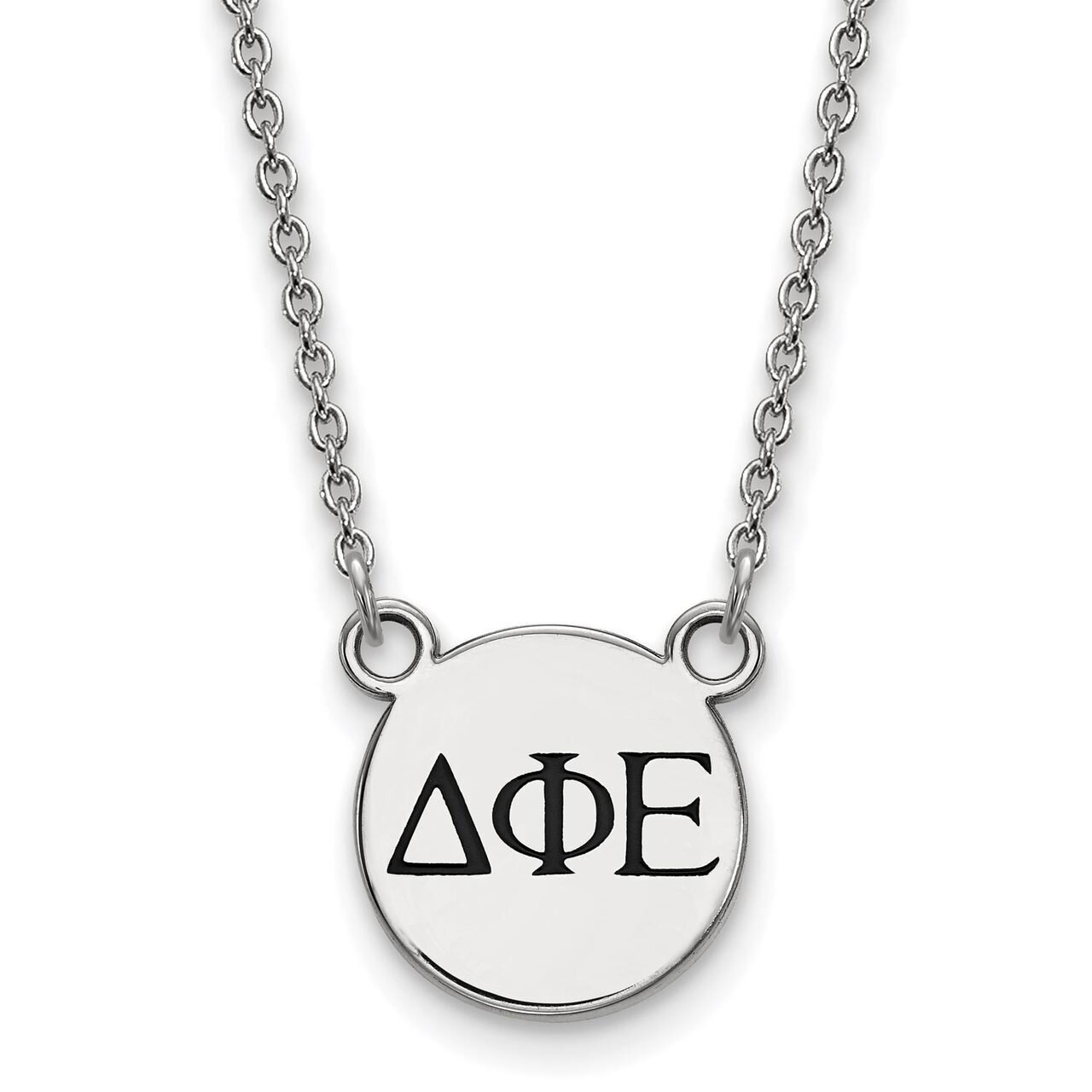Delta Phi Epsilon Extra Small Enameled Pendant with 18 Inch Chain Sterling Silver SS016DPH-18