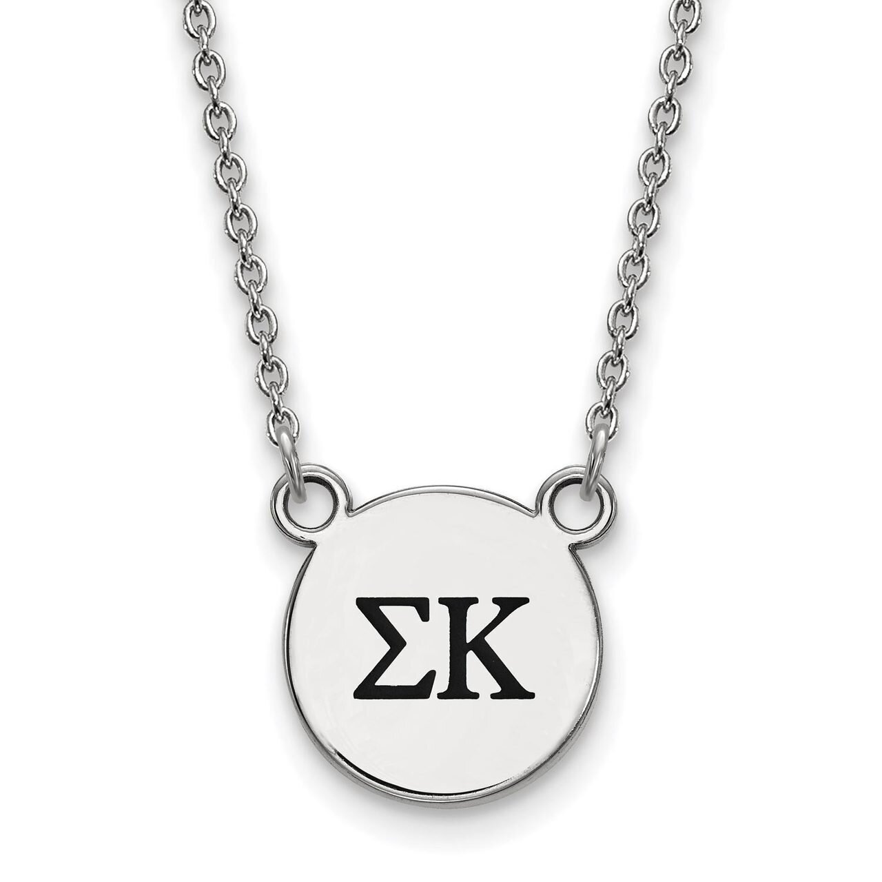 Sigma Kappa Extra Small Enameled Pendant with 18 Inch Chain Sterling Silver SS016SKP-18, MPN: SS016…