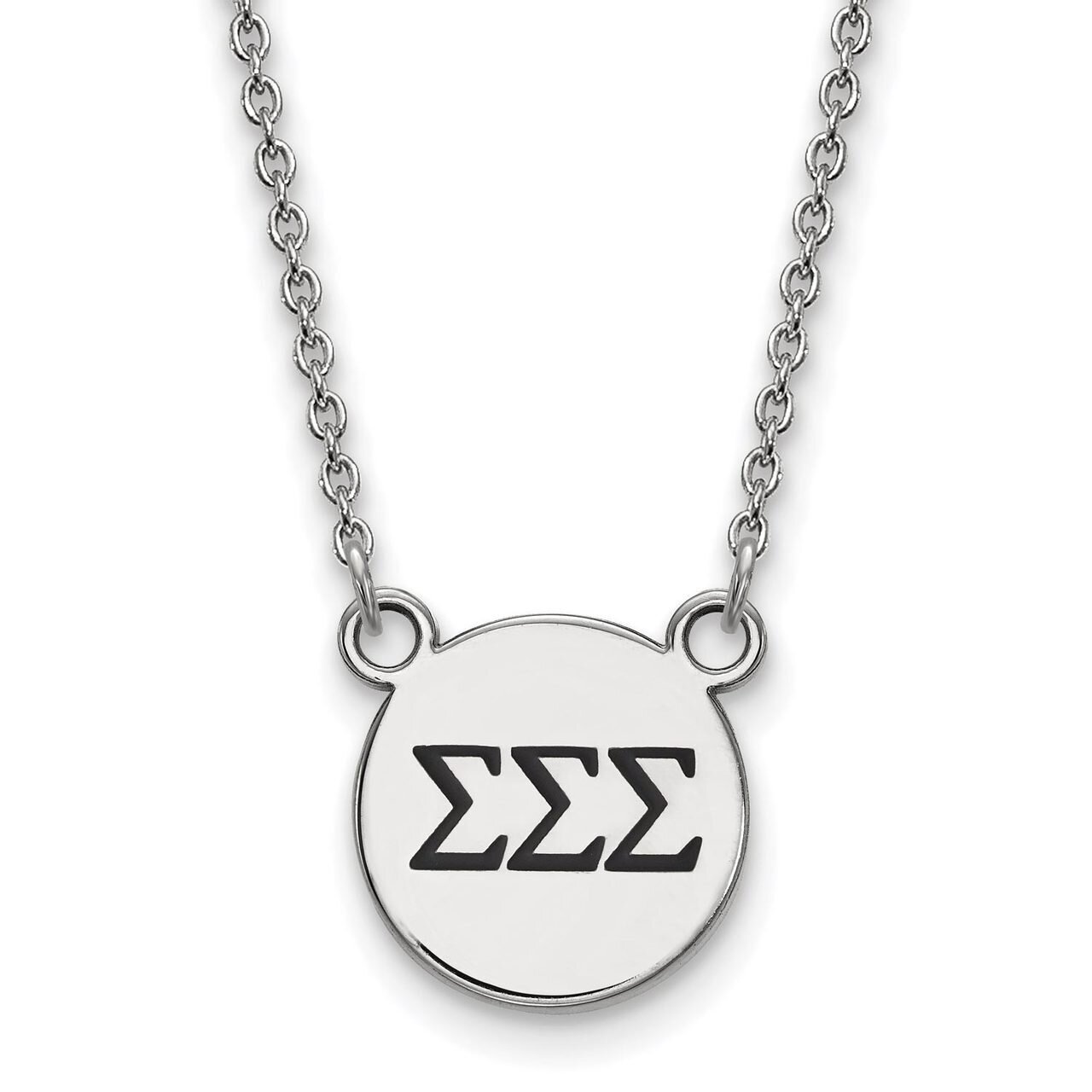 Sigma Sigma Sigma Extra Small Enameled Pendant with 18 Inch Chain Sterling Silver SS016SSS-18, MPN:…