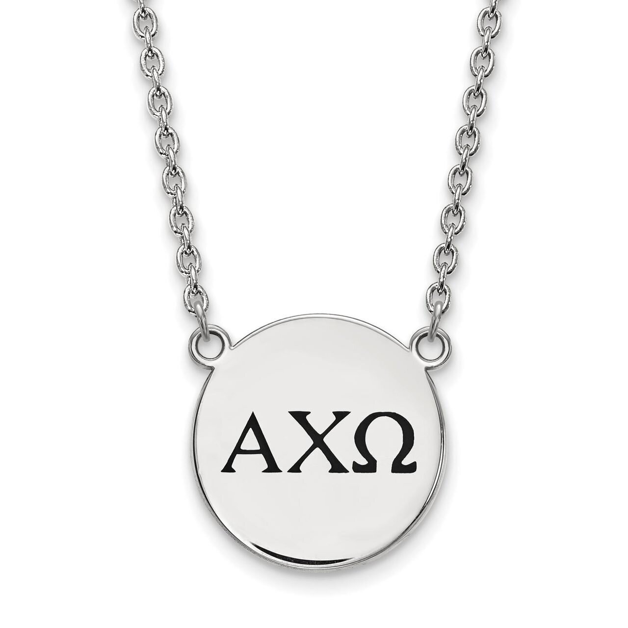 Alpha Chi Omega Small Enameled Pendant with 18 Inch Chain Sterling Silver SS017ACO-18