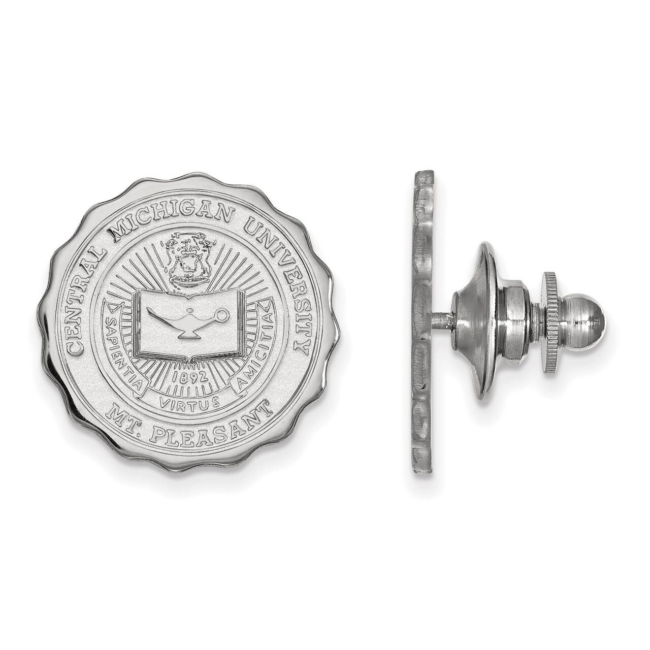 Central Michigan University Crest Lapel Pin Sterling Silver SS017CMU
