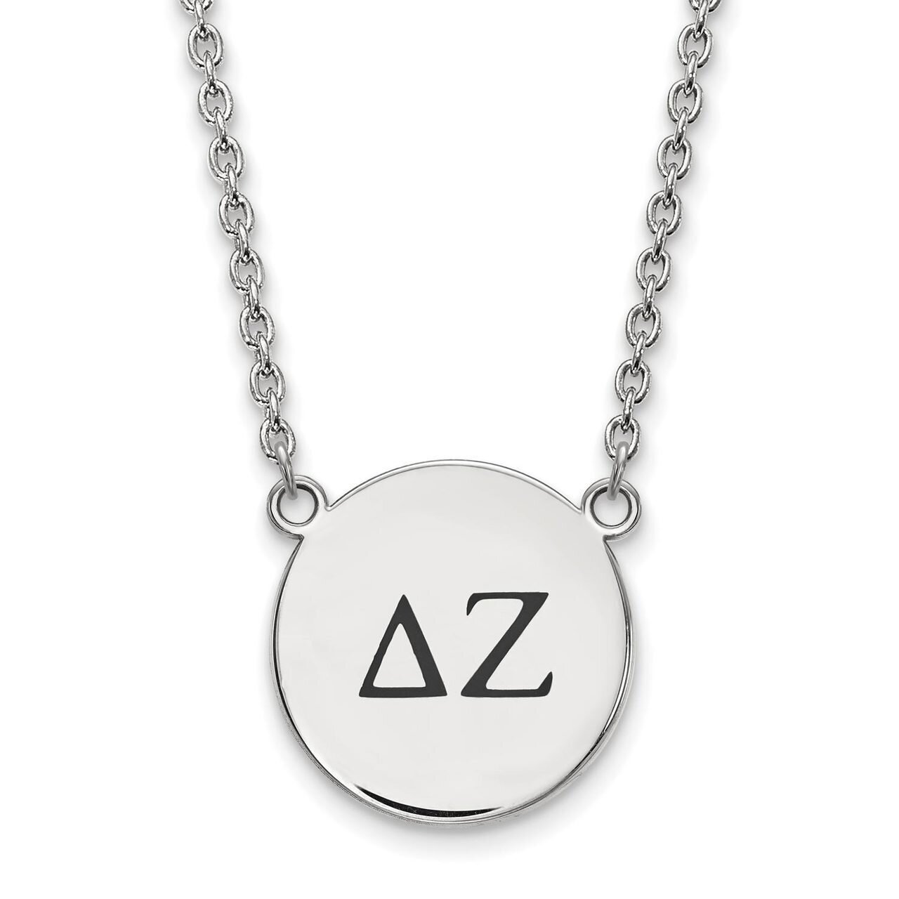 Delta Zeta Small Enameled Pendant with 18 Inch Chain Sterling Silver SS017DZ-18