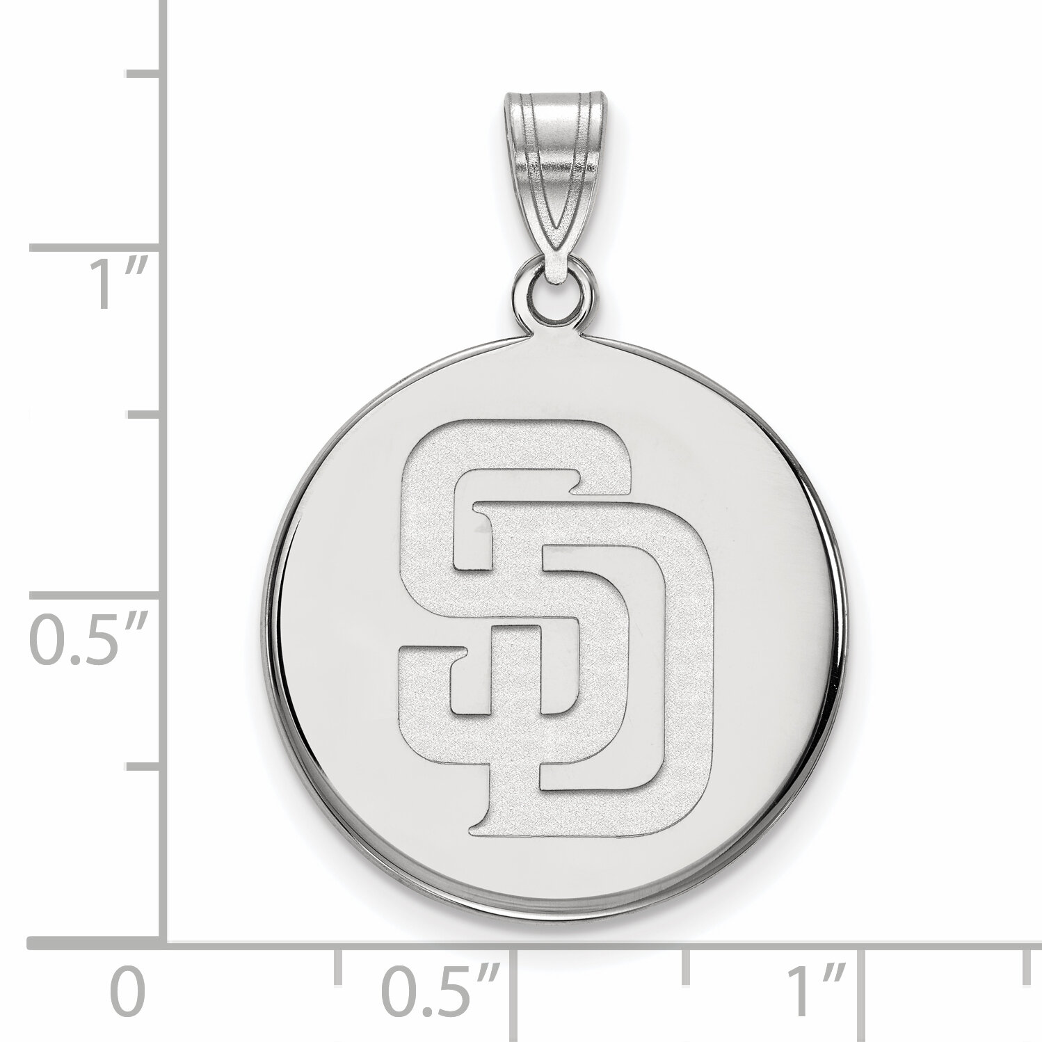 San Diego Padres Large Disc Pendant Sterling Silver SS017PAD