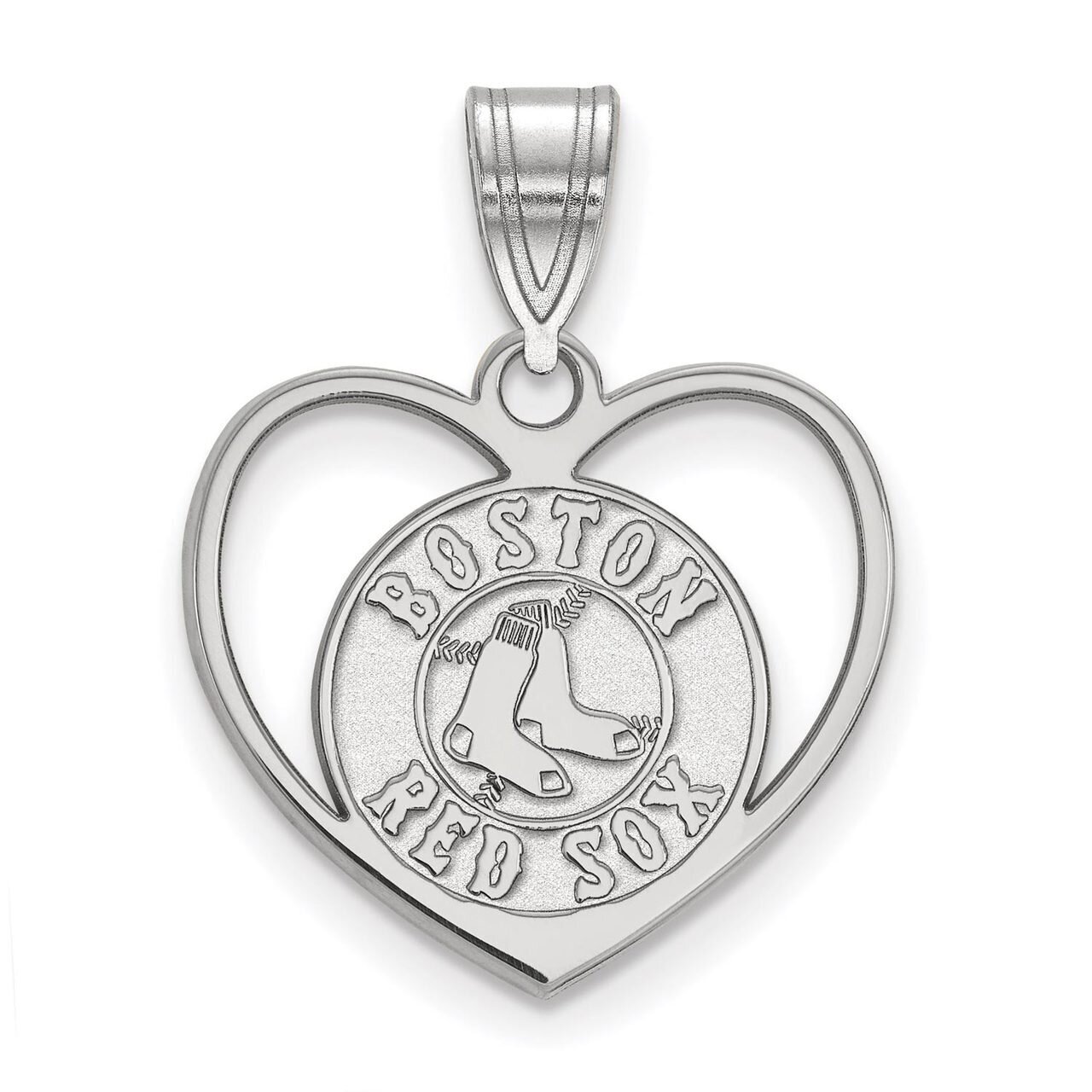 Boston Red Sox Pendant in Heart Sterling Silver SS017RSO