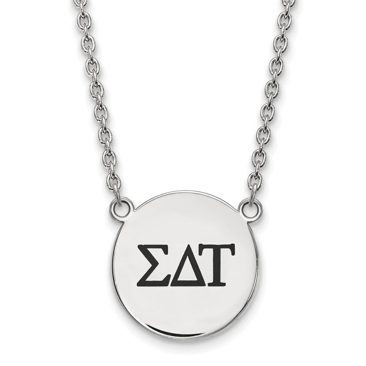 Sigma Delta Tau Small Enameled Pendant with 18 Inch Chain Sterling Silver SS017SDT-18