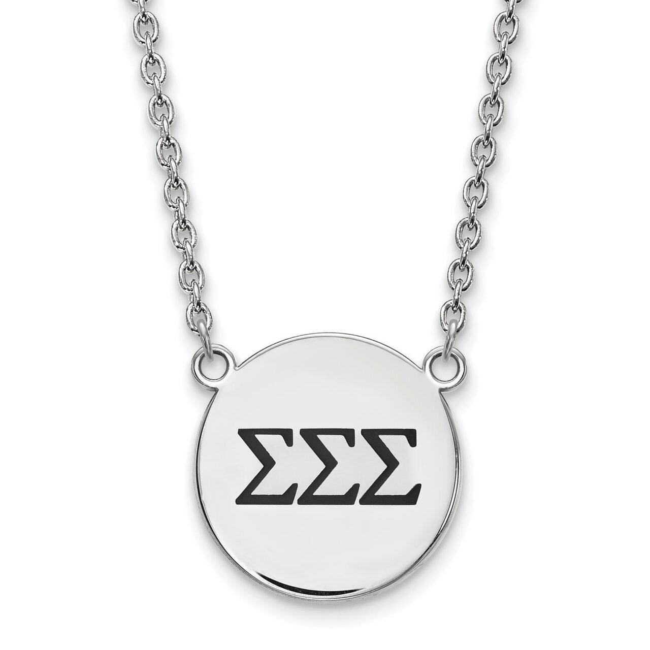 Sigma Sigma Sigma Small Enameled Pendant with 18 Inch Chain Sterling Silver SS017SSS-18, MPN: SS017…