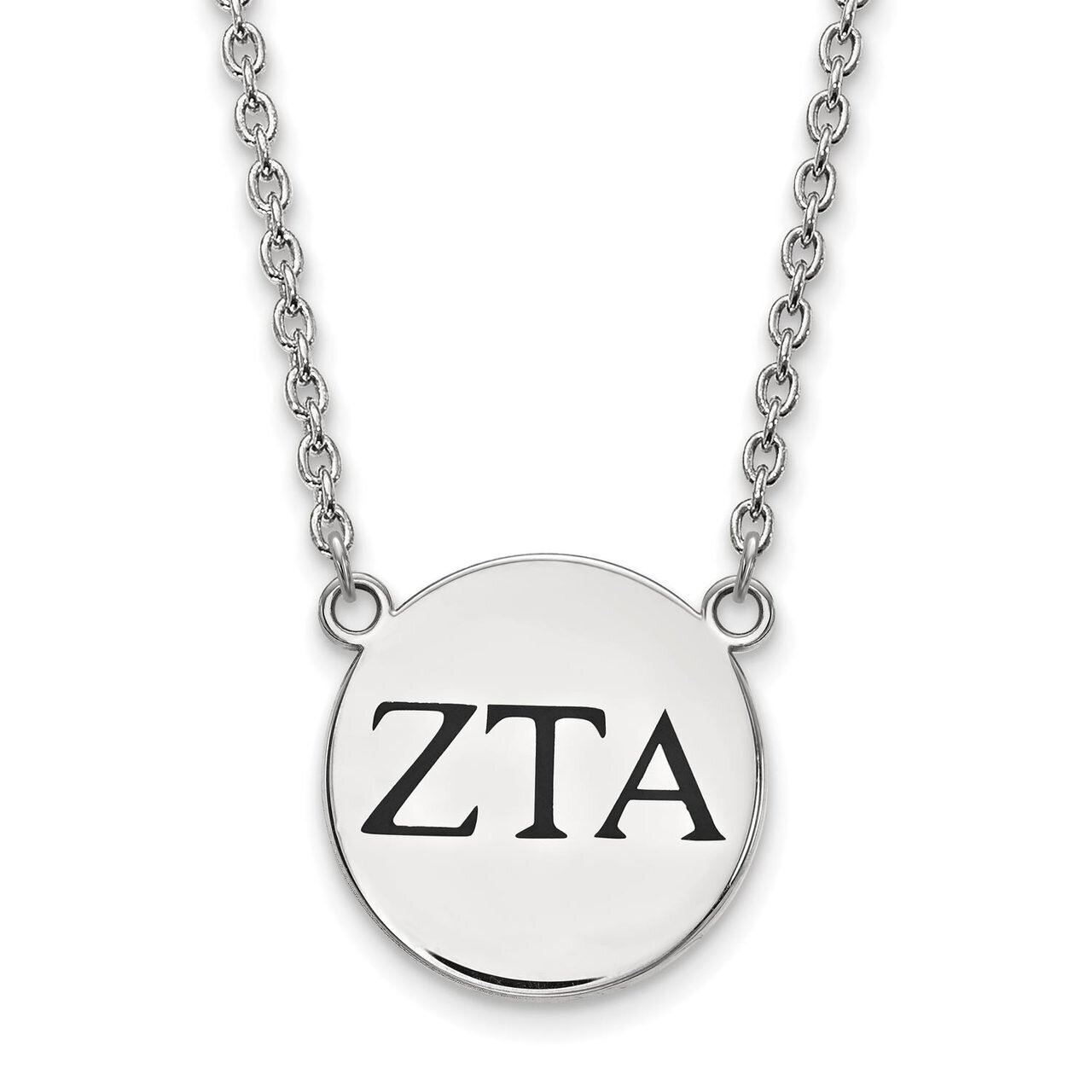 Zeta Tau Alpha Small Enameled Pendant with 18 Inch Chain Sterling Silver SS017ZTA-18