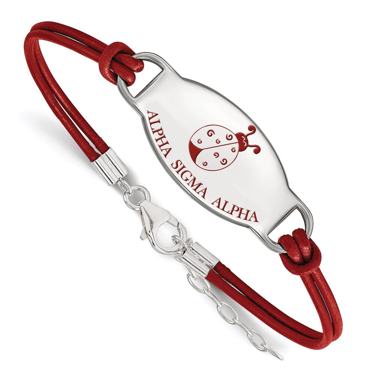 Alpha Sigma Alpha Enameled Oval Leather Bracelet Sterling Silver SS018ASI-7, MPN: SS018ASI-7, 88677…