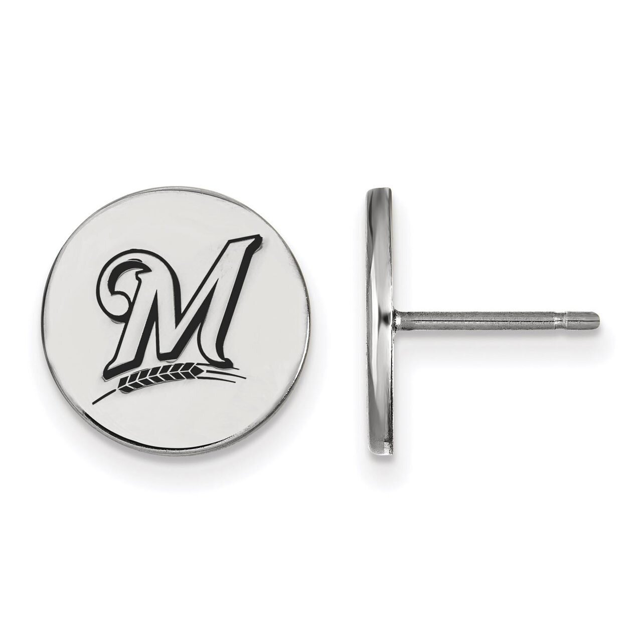 Milwaukee Brewers Small Enamel Disc Earring Sterling Silver SS018BRE