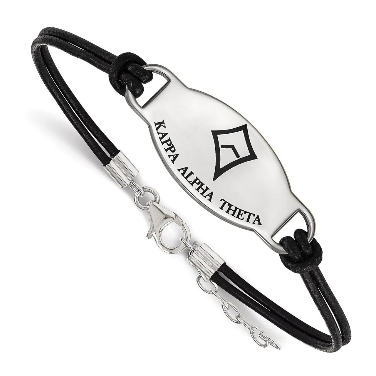 Kappa Alpha Theta Enameled Oval Leather Bracelet Sterling Silver SS018KAT-7, MPN: SS018KAT-7, 88677…
