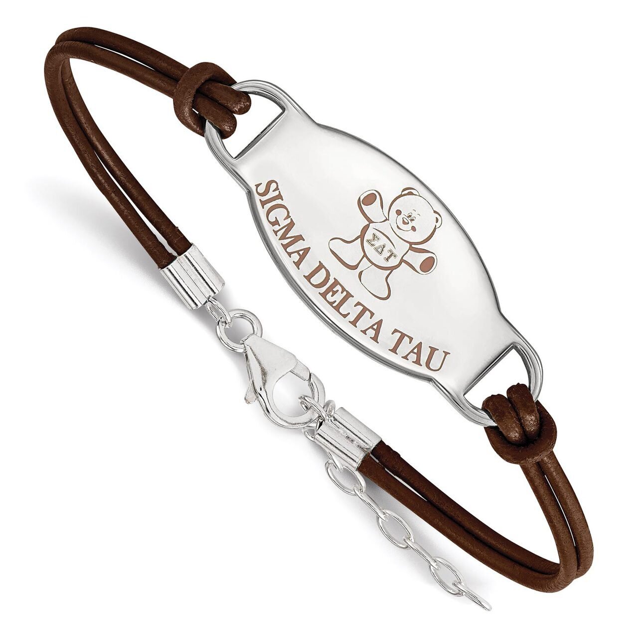 Sigma Delta Tau Enameled Oval Leather Bracelet Sterling Silver SS018SDT-7, MPN: SS018SDT-7, 8867746…
