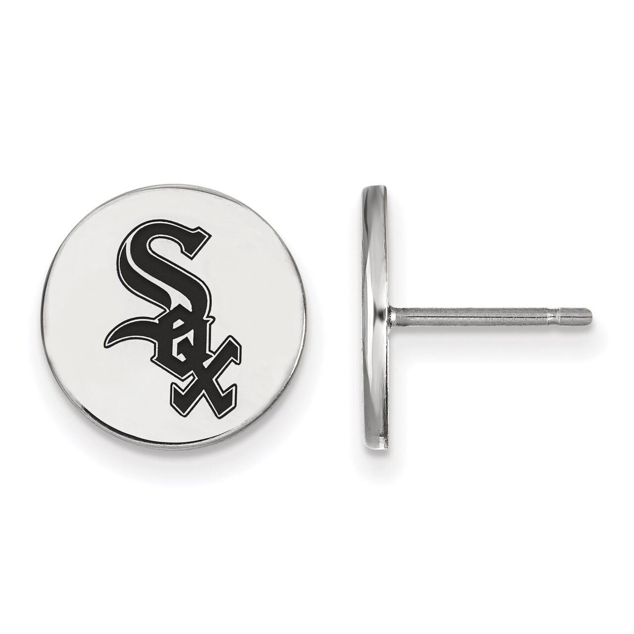 Chicago White Sox Small Enamel Disc Earring Sterling Silver SS018WHI