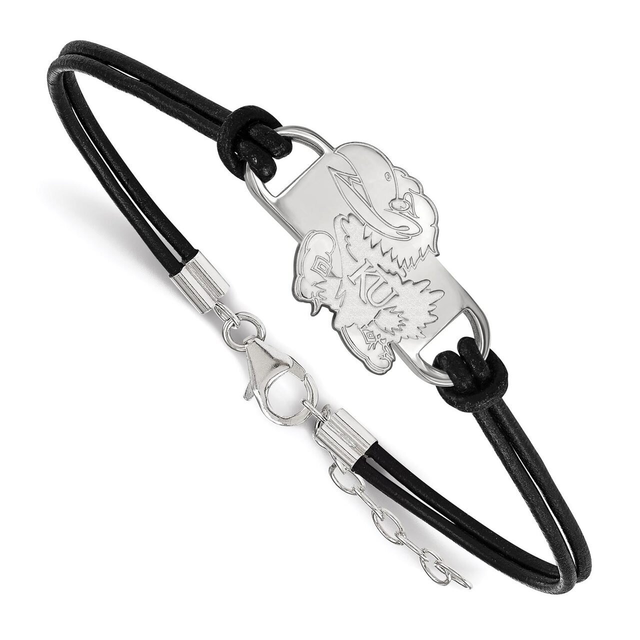 University of Kansas Leather Bracelet Small Center Sterling Silver SS019UKS-7, MPN: SS019UKS-7, 886…