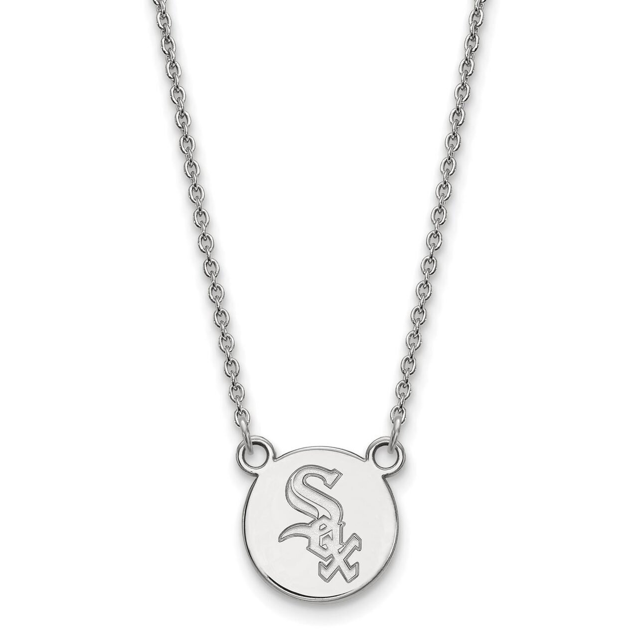 Chicago White Sox Small Disc Necklace Sterling Silver SS019WHI-18, MPN: SS019WHI-18, 886774628806