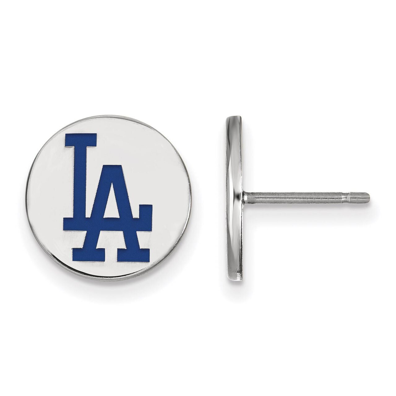 Los Angeles Dodgers Small Enamel Disc Earring Sterling Silver SS020DOD
