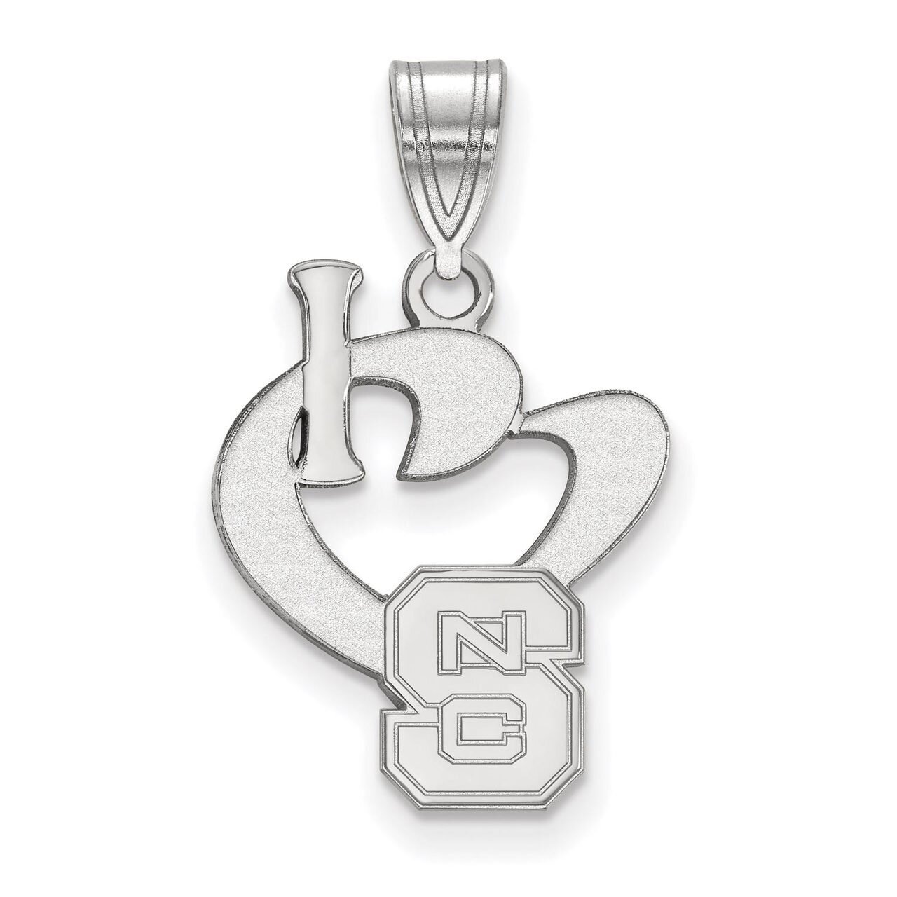 North Carolina State University Large I love Logo Sterling Silver SS020NCS