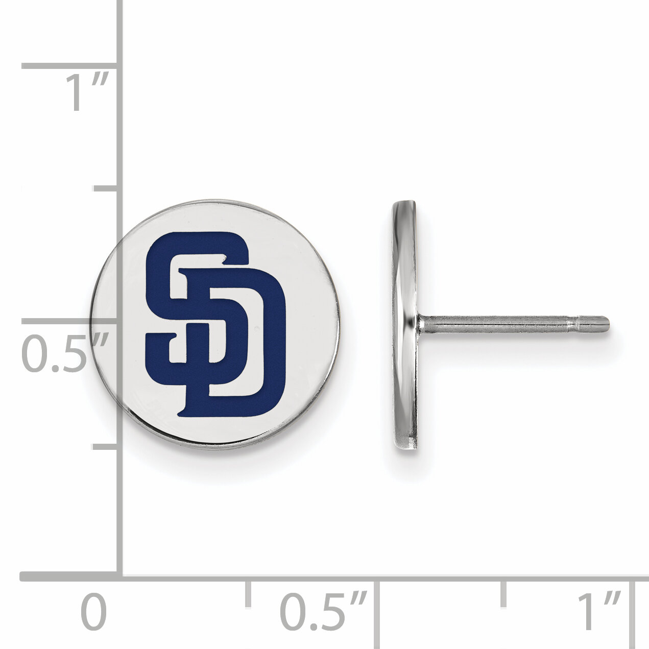 San Diego Padres Small Enamel Disc Earring Sterling Silver SS020PAD, MPN: SS020PAD, 886774628936