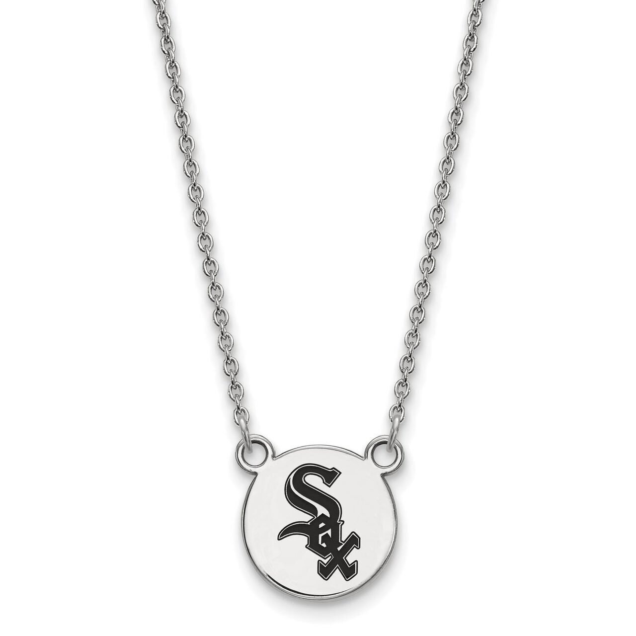 Chicago White Sox Small Enamel Disc Necklace Sterling Silver SS020WHI-18, MPN: SS020WHI-18, 8867746…