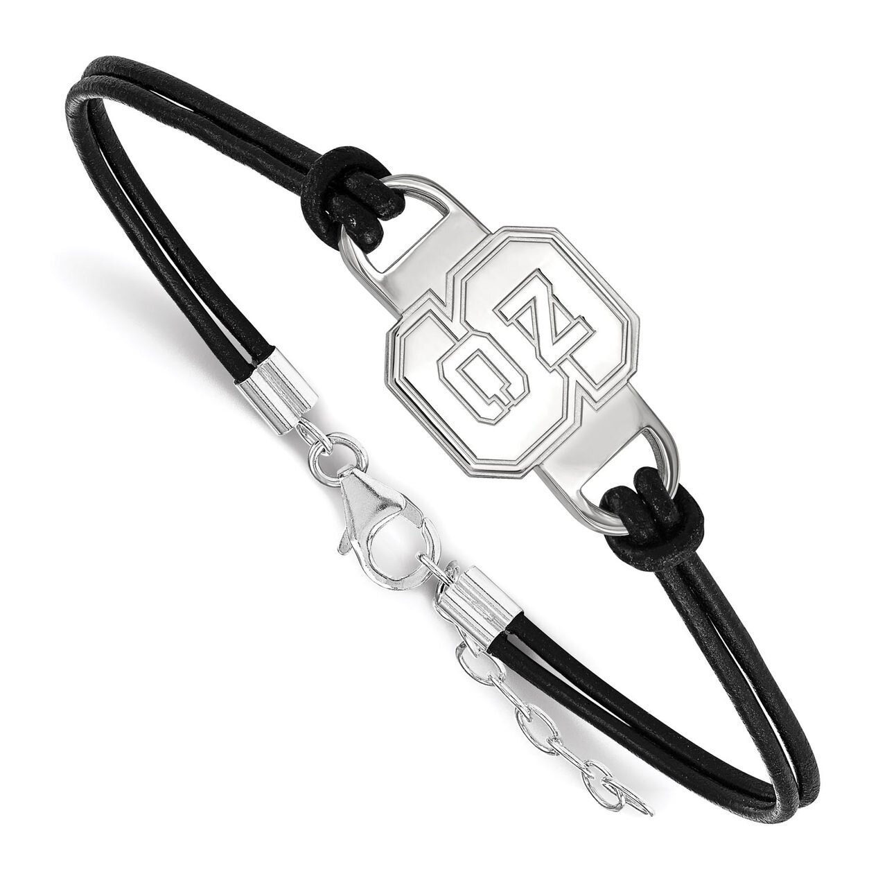 North Carolina State University Leather Bracelet Small Center Sterling Silver SS023NCS-7, MPN: SS02…