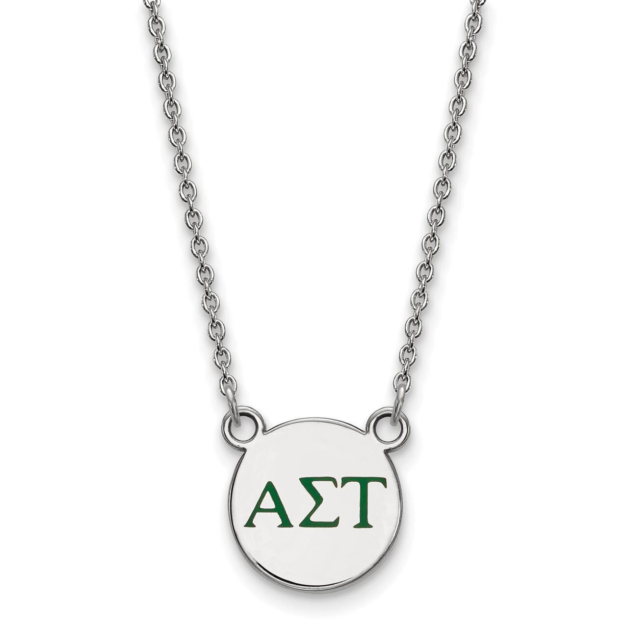Alpha Sigma Tau Extra Small Enameled Pendant with 18 Inch Chain Sterling Silver SS027ALS-18, MPN: S…