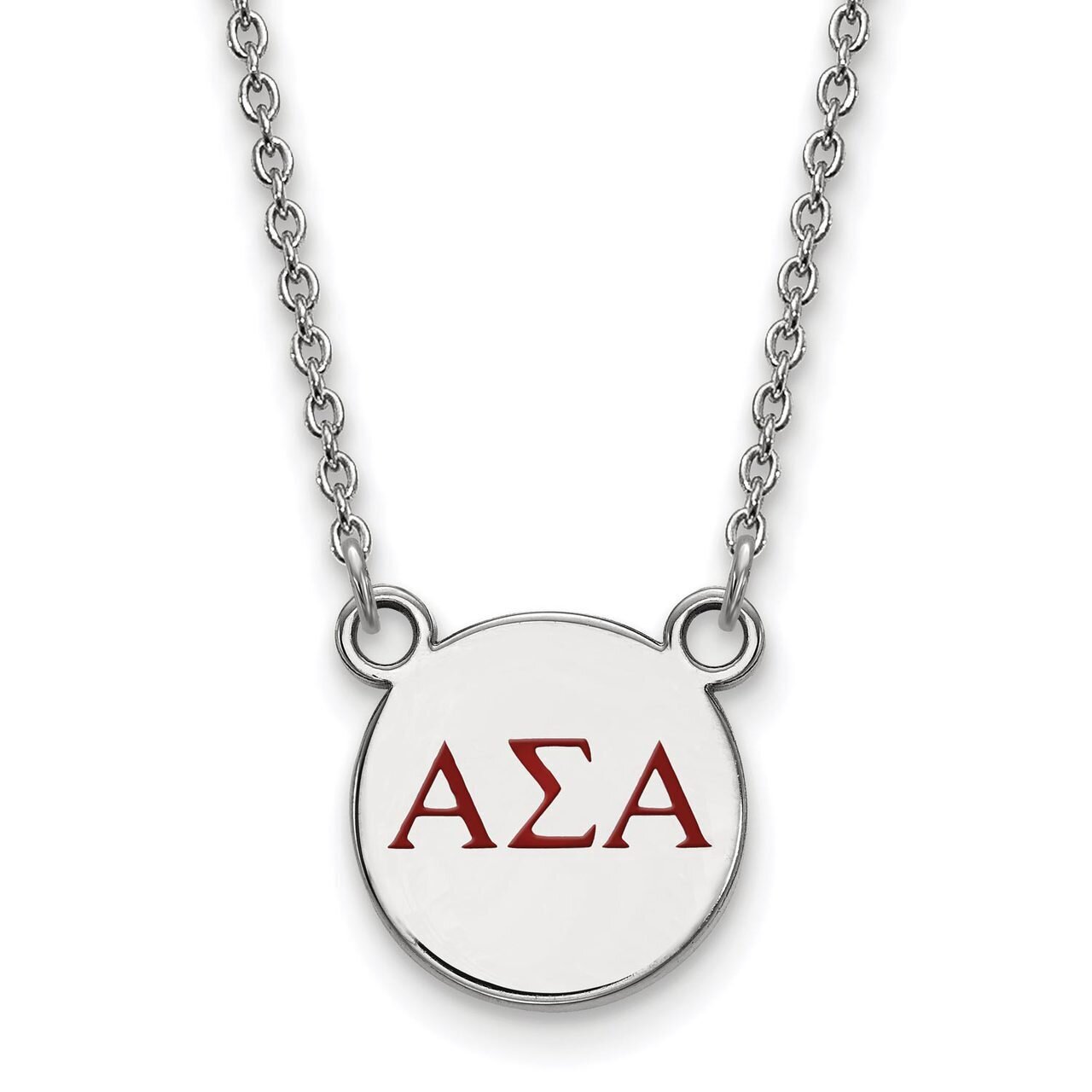 Alpha Sigma Alpha Extra Small Enameled Pendant with 18 Inch Chain Sterling Silver SS027ASI-18