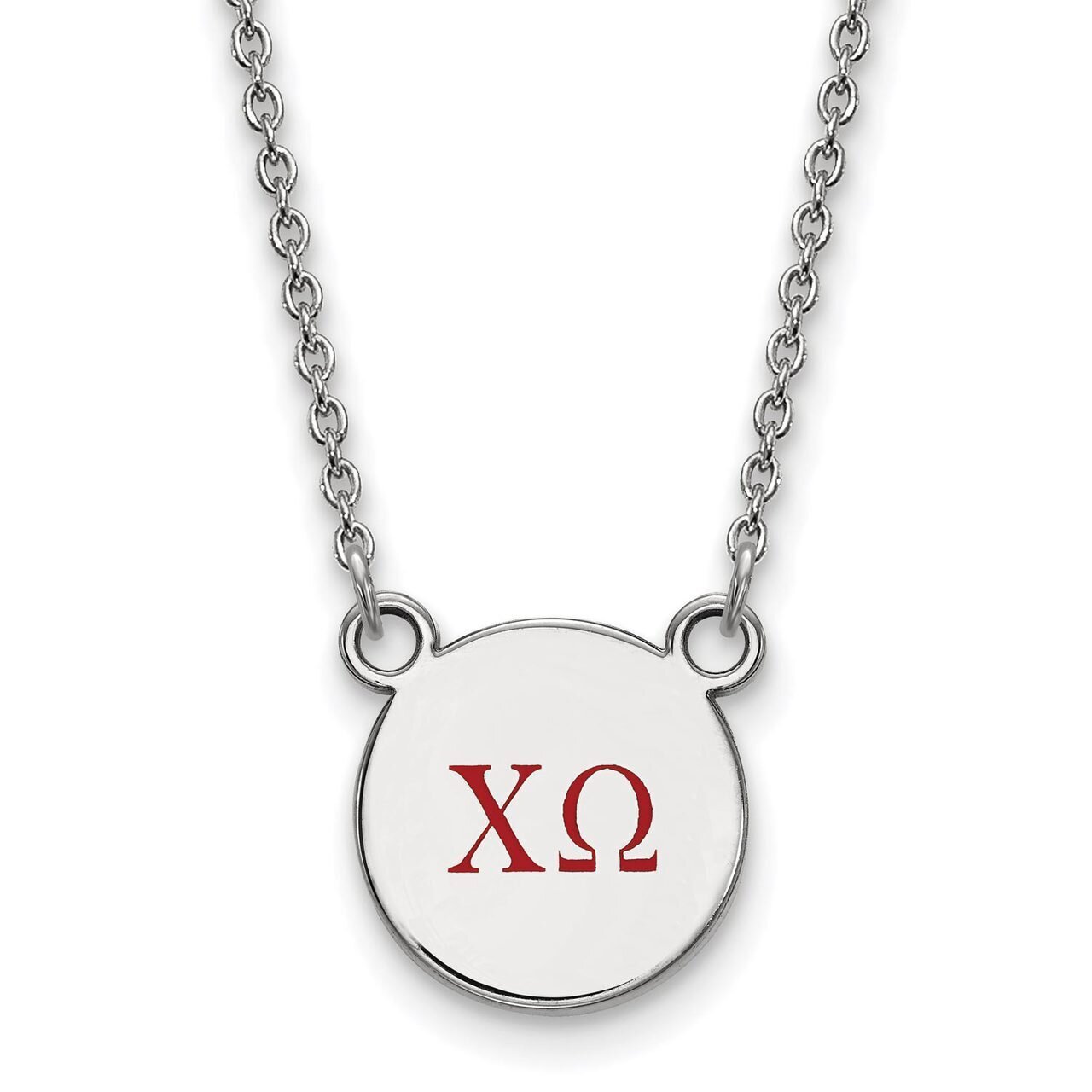 Chi Omega Extra Small Enameled Pendant with 18 Inch Chain Sterling Silver SS027CHO-18, MPN: SS027CH…
