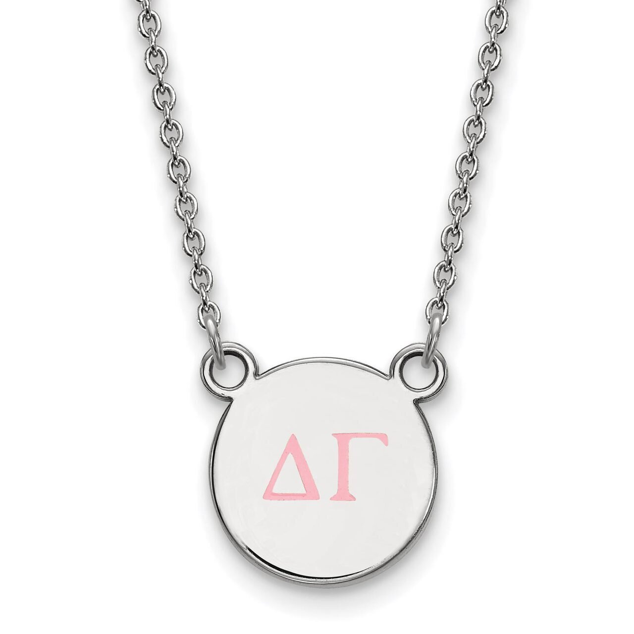 Delta Gamma Extra Small Enameled Pendant with 18 Inch Chain Sterling Silver SS027DG-18