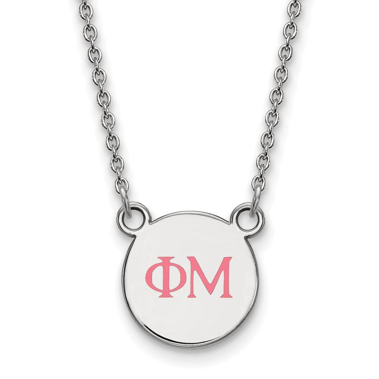 Phi Mu Extra Small Enameled Pendant with 18 Inch Chain Sterling Silver SS027PHM-18