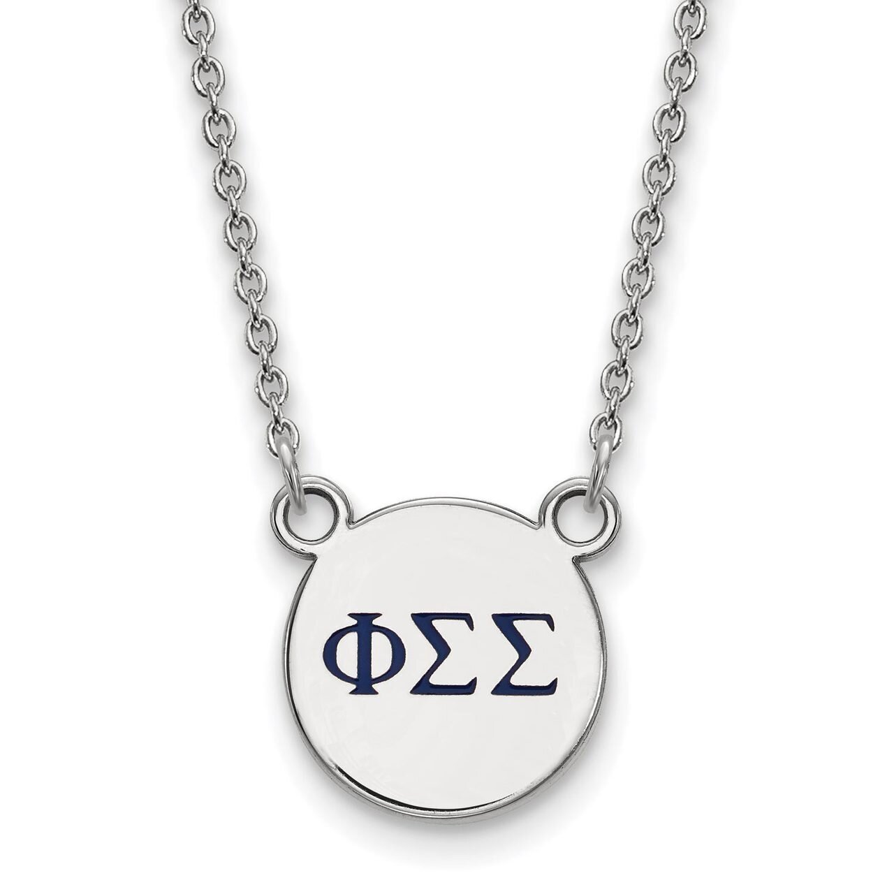 Phi Sigma Sigma Extra Small Enameled Pendant with 18 Inch Chain Sterling Silver SS027PSS-18