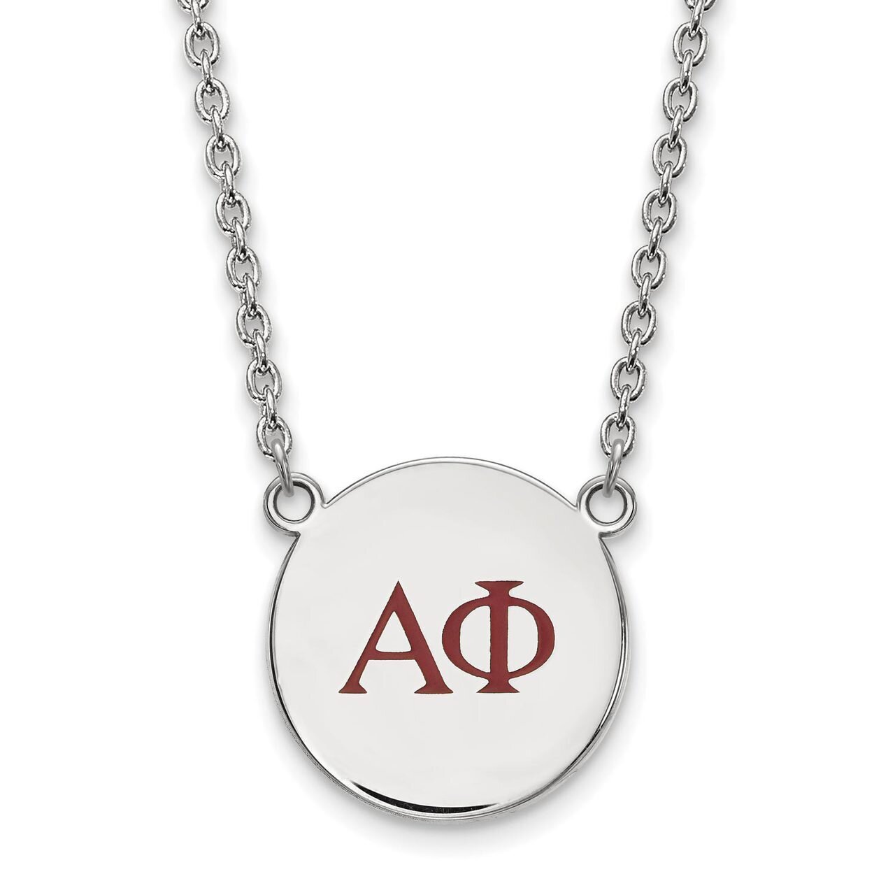 Alpha Phi Small Enameled Pendant with 18 Inch Chain Sterling Silver SS028APH-18