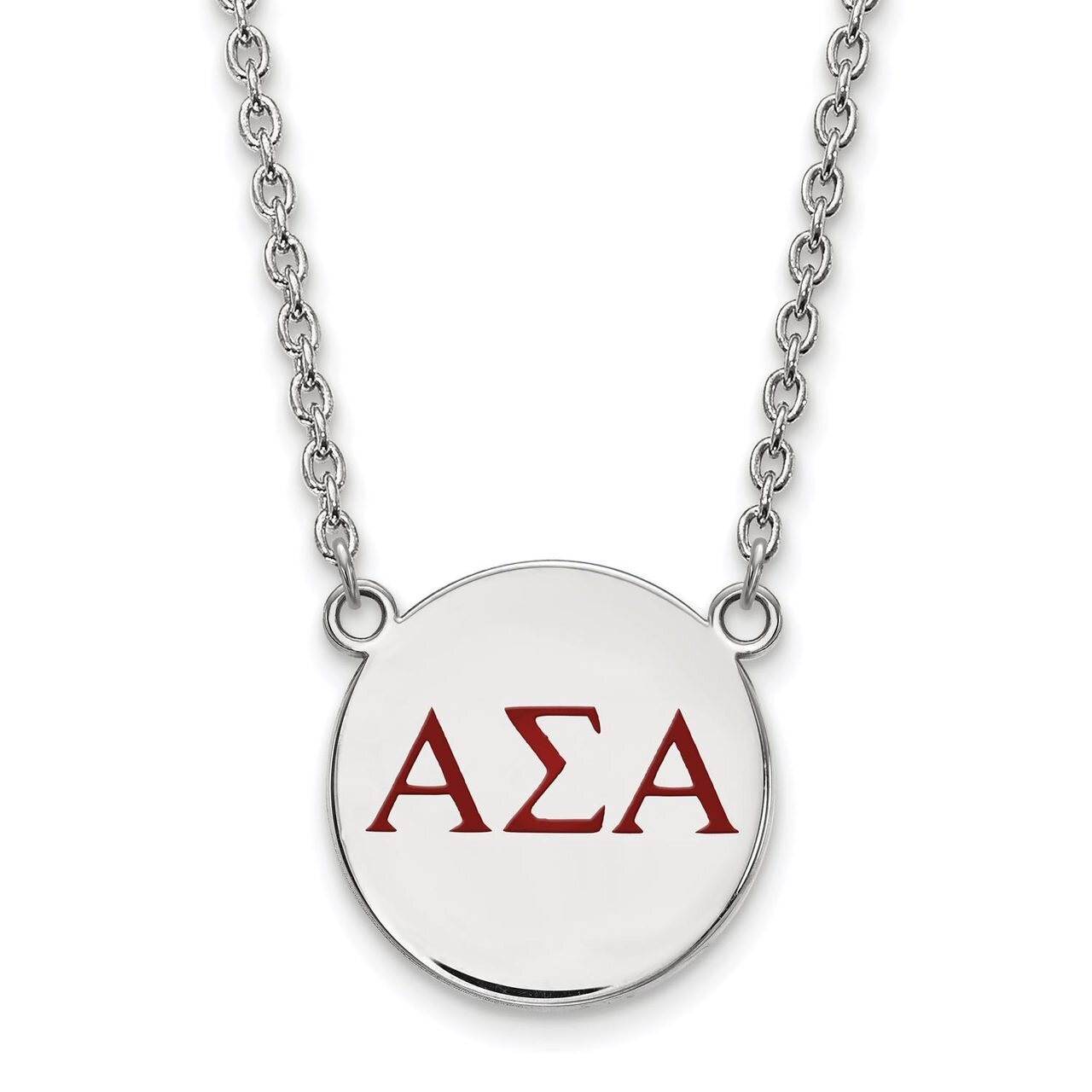 Alpha Sigma Alpha Small Enameled Pendant with 18 Inch Chain Sterling Silver SS028ASI-18