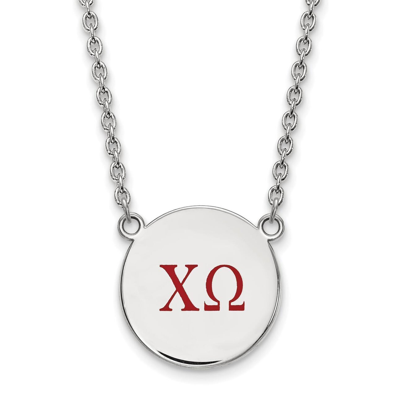 Chi Omega Small Enameled Pendant with 18 Inch Chain Sterling Silver SS028CHO-18, MPN: SS028CHO-18, …