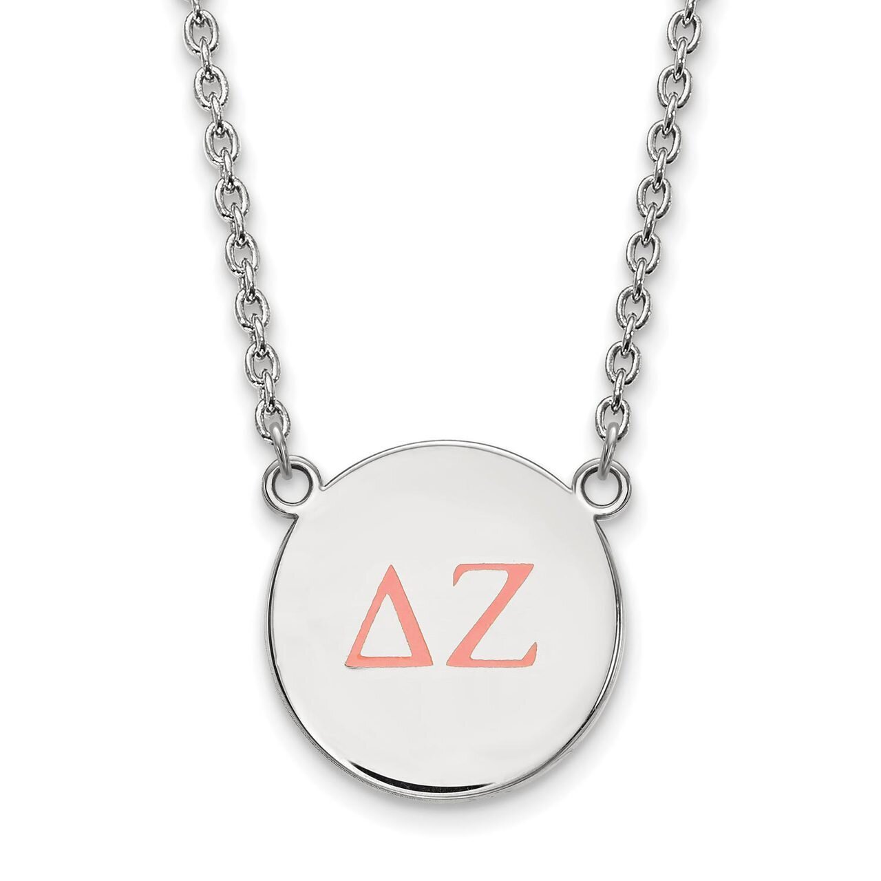 Delta Zeta Small Enameled Pendant with 18 Inch Chain Sterling Silver SS028DZ-18