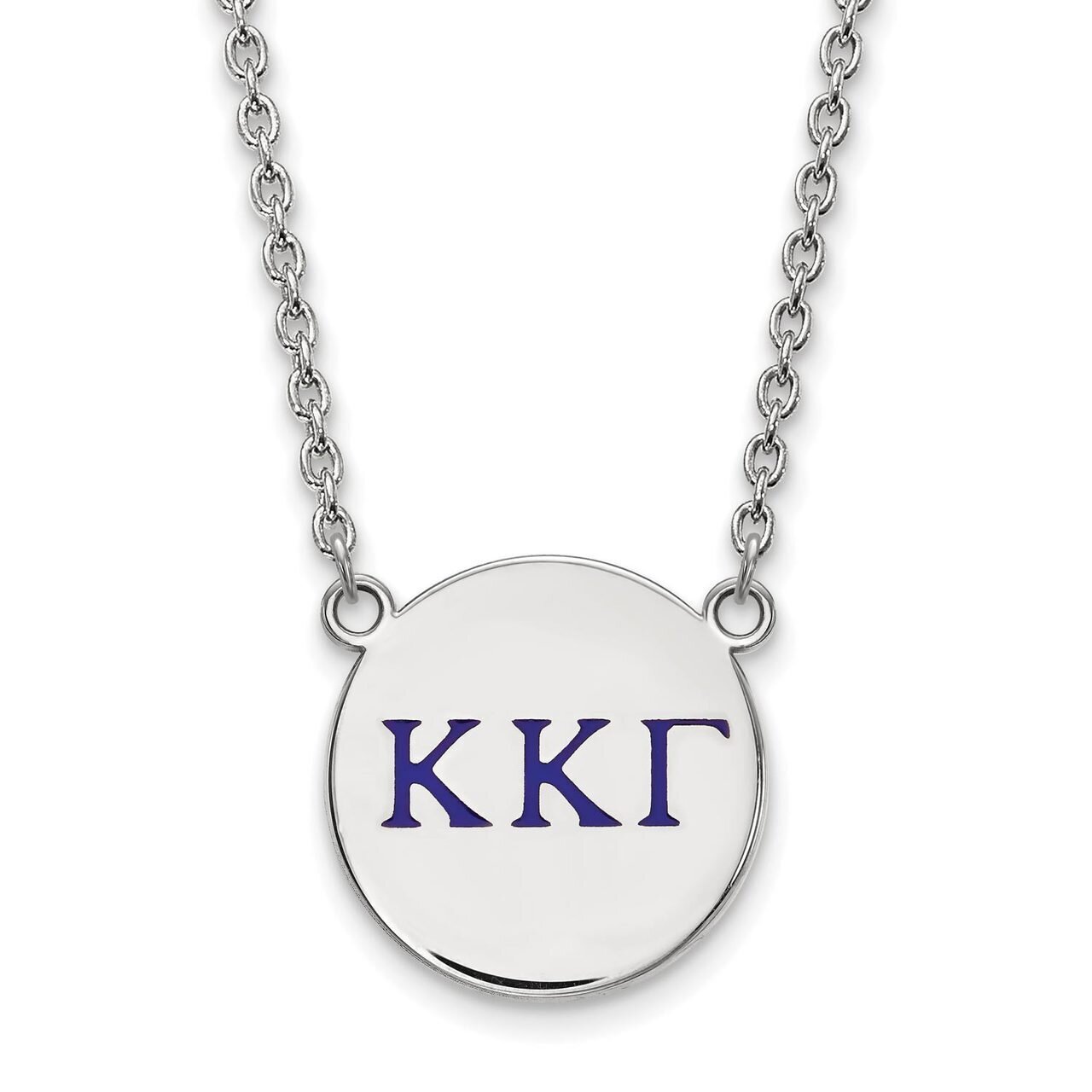 Kappa Kappa Gamma Small Enameled Pendant with 18 Inch Chain Sterling Silver SS028KKG-18