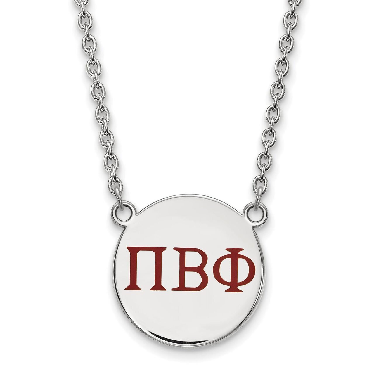 Pi Beta Phi Small Enameled Pendant with 18 Inch Chain Sterling Silver SS028PBP-18