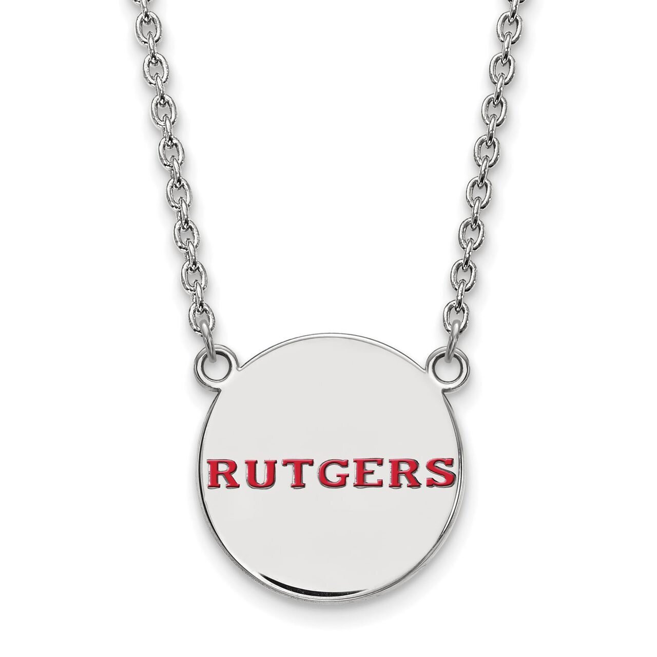 Rutgers Large Enamel Disc Necklace Sterling Silver SS028RUT-18, MPN: SS028RUT-18, 886774697161