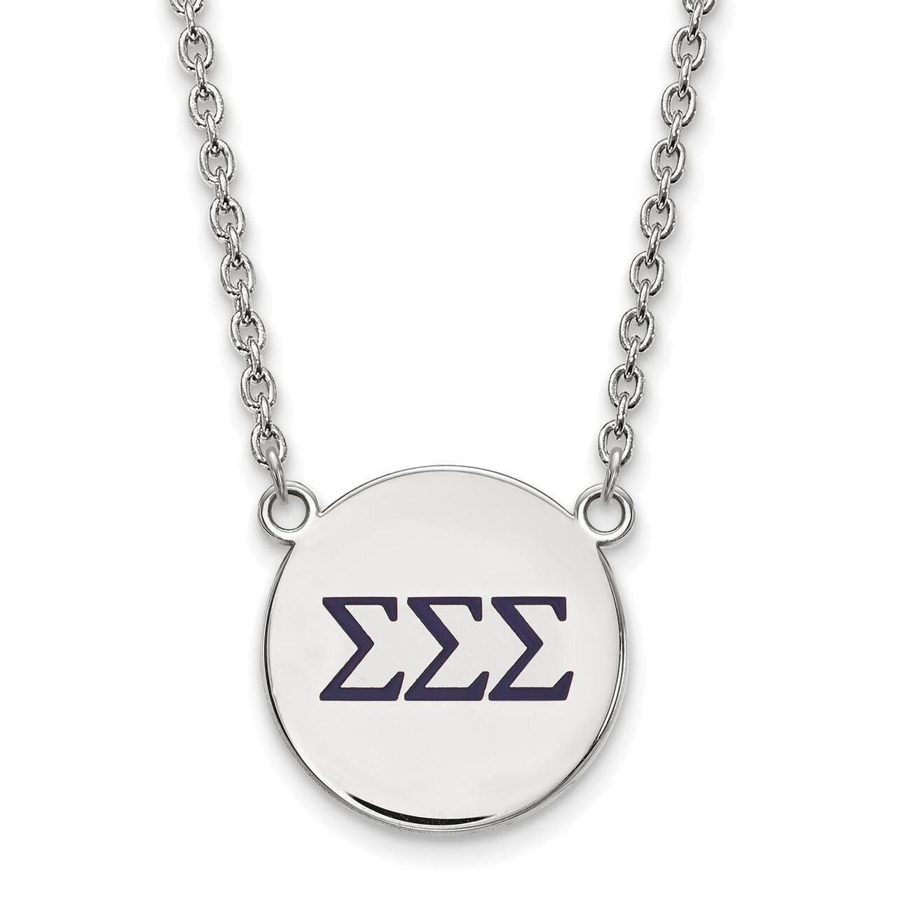 Sigma Sigma Sigma Small Enameled Pendant with 18 Inch Chain Sterling Silver SS028SSS-18, MPN: SS028…