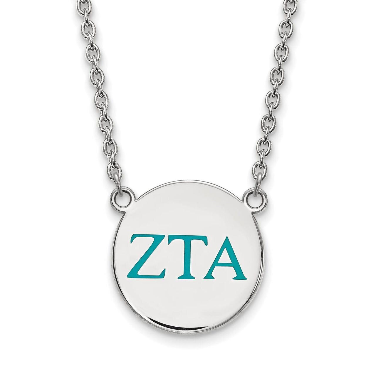 Zeta Tau Alpha Small Enameled Pendant with 18 Inch Chain Sterling Silver SS028ZTA-18