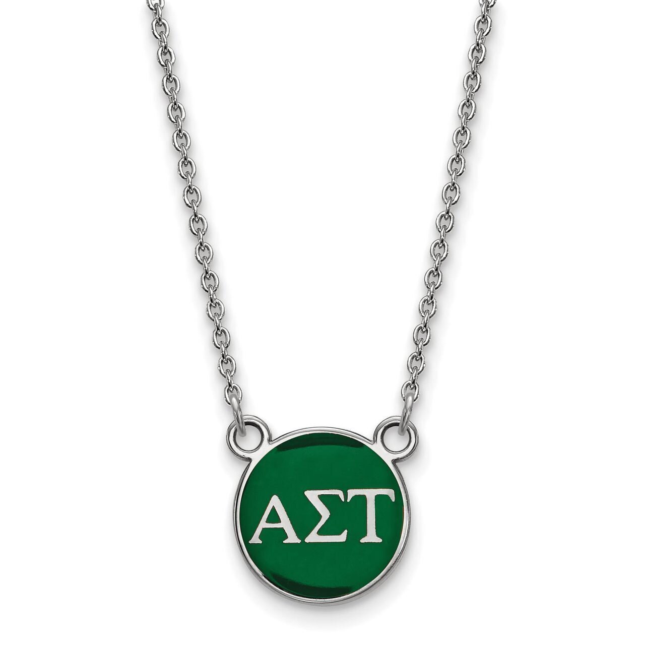 Alpha Sigma Tau Extra Small Enameled Pendant with 18 Inch Chain Sterling Silver SS029ALS-18, MPN: S…