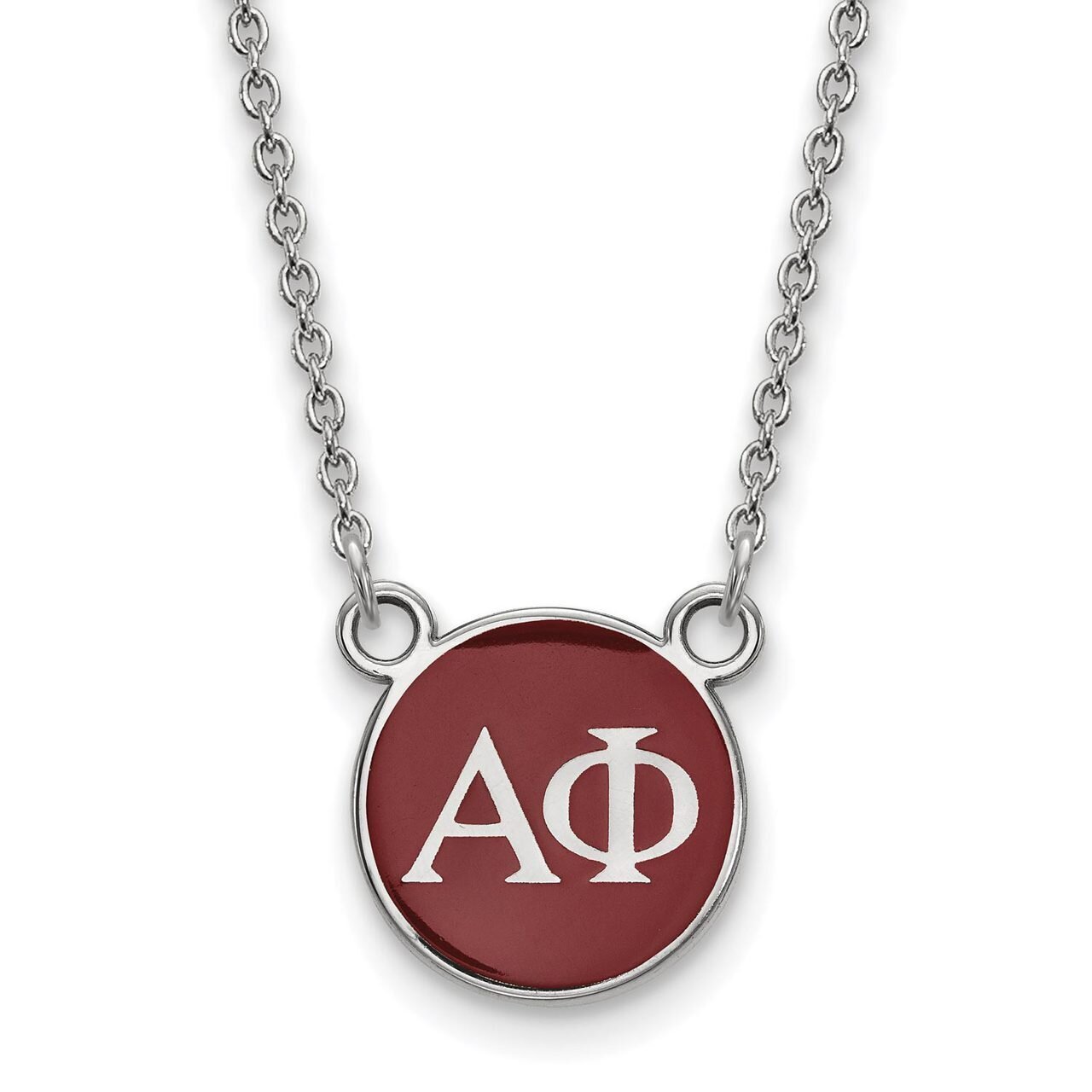 Alpha Phi Extra Small Enameled Pendant with 18 Inch Chain Sterling Silver SS029APH-18