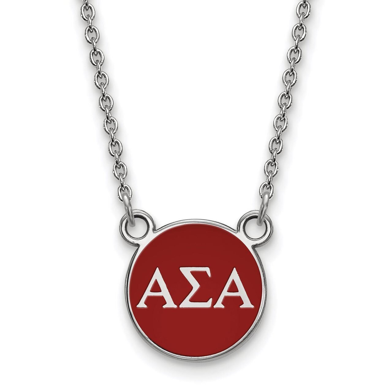Alpha Sigma Alpha Extra Small Enameled Pendant with 18 Inch Chain Sterling Silver SS029ASI-18