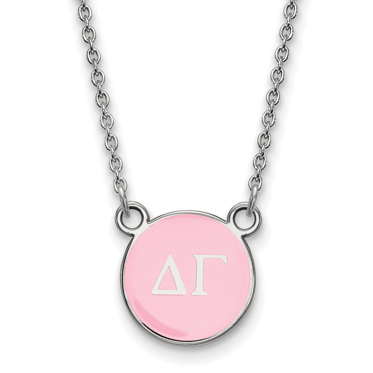 Delta Gamma Extra Small Enameled Pendant with 18 Inch Chain Sterling Silver SS029DG-18
