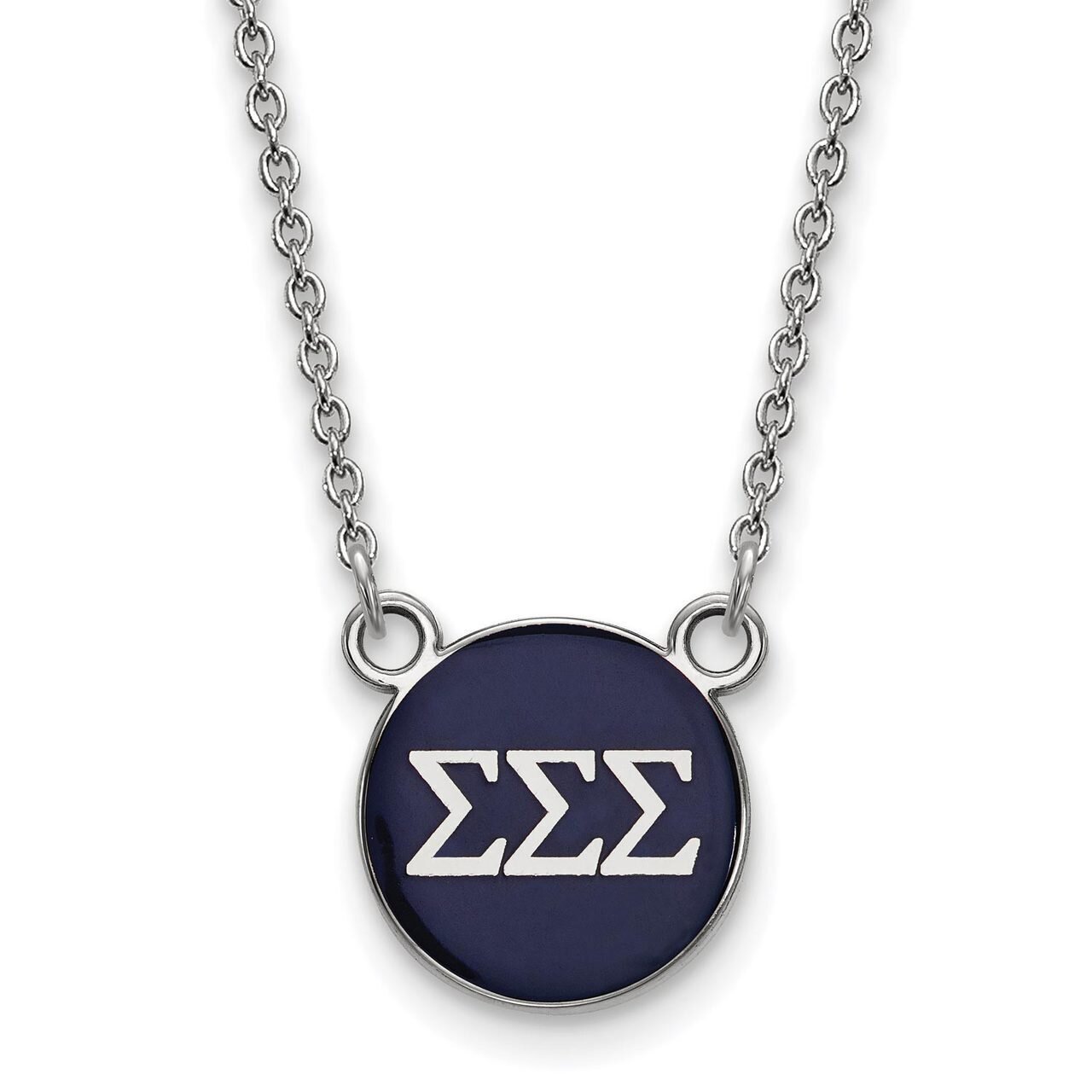 Sigma Sigma Sigma Extra Small Enameled Pendant with 18 Inch Chain Sterling Silver SS029SSS-18, MPN:…