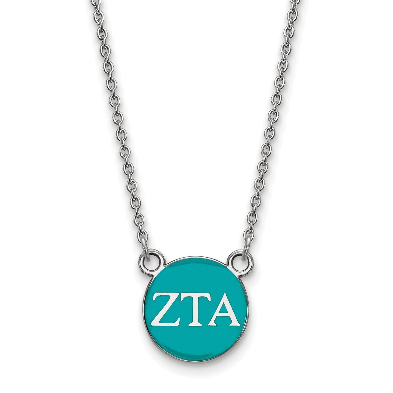 Zeta Tau Alpha Extra Small Enameled Pendant with 18 Inch Chain Sterling Silver SS029ZTA-18