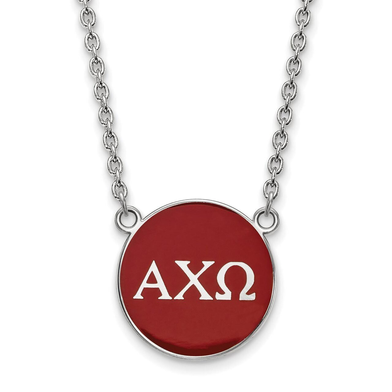 Alpha Chi Omega Small Enameled Pendant with 18 Inch Chain Sterling Silver SS030ACO-18