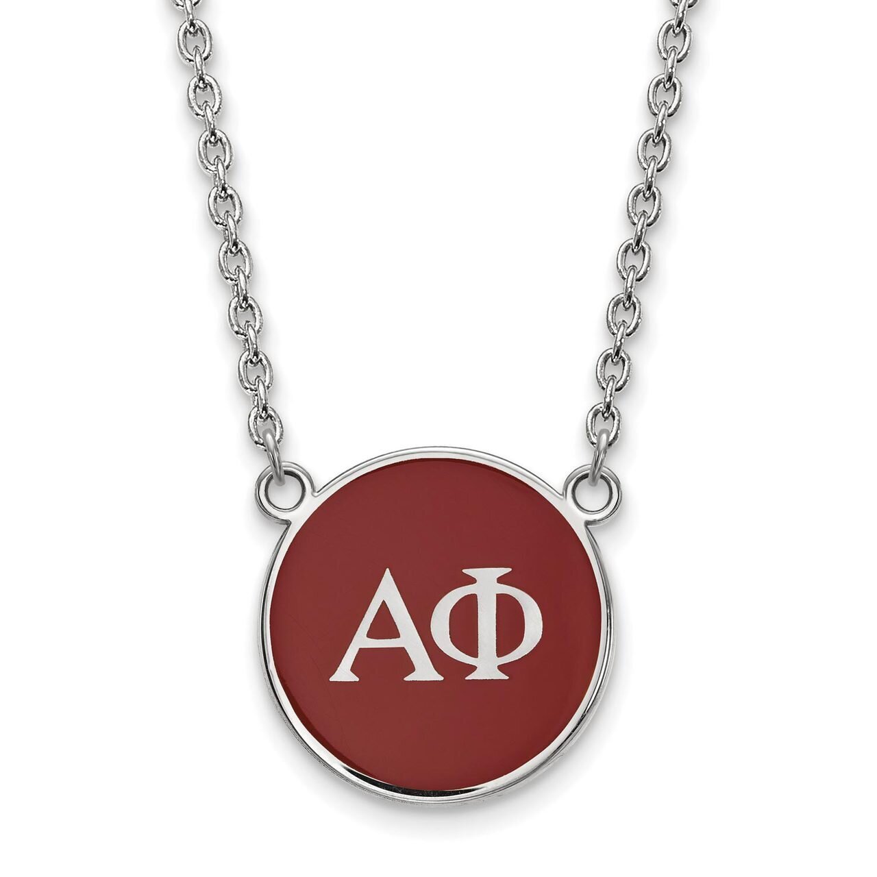 Alpha Phi Small Enameled Pendant with 18 Inch Chain Sterling Silver SS030APH-18